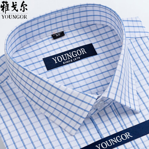 Yageor Flagship Officiel Store Short à manches à manches courtes pour hommes Coton Pure Coton Moyen-Casual Business Iron-Free-Free-Free Paid Shirts à manches courtes DX6630 38 Suggestions [70-95Jin [Jin est égal à 0,5 kg]]]