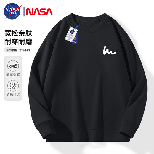 NASA GISS Sweater Men's Spring and Autumn Versatile Round Neck Long Sleeve T-Shirt Teen Couple Top Jacket Black XL