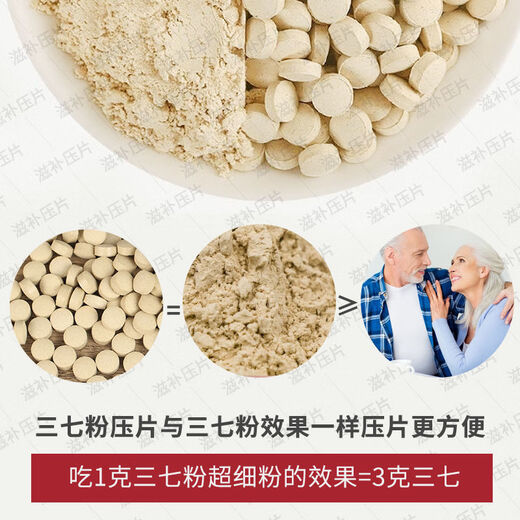 Beijing Tongrentang [Insignia de la tienda oficial] Tabletas de Notoginseng Panax Zizaiyying Yunnan Wenshan Clase especial Tianqi Powder Tablets auténtica Medicina China Powder Press 1 botella [20 cabezas. Panax NotoginSeng] [peso neto 250.2 gramos]