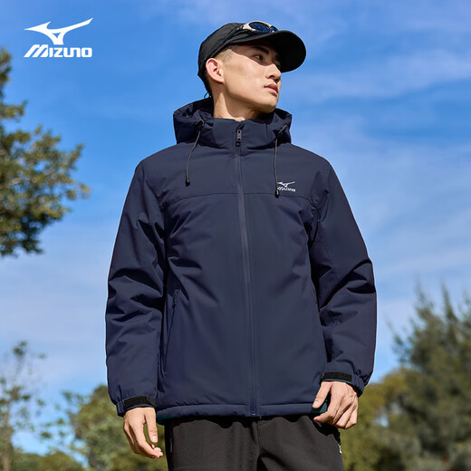 Mizuno уличная хлопковая одежда мужские осенне-зимние куртки с капюшоном ветрозащитная теплая и универсальная одежда для альпинизма темно-синего цвета XL