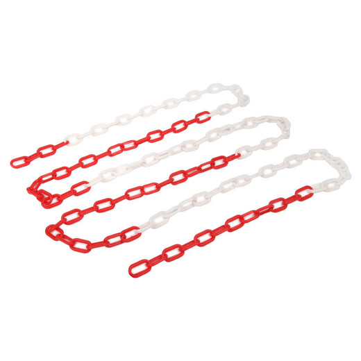 Quxingxing plastic red chain 3 meters reflective warning column isolation chain roadblock road cone safety protection chain HXMSN326 plastic red and white chain 3 meters - 1 pack