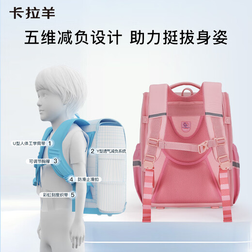 
Kara Sheep Primary School Students' School Bag 1-4 Years of Debt Reduction Backpack for Men and Women Children's Backpack Large Capacity Backpack Navy Blue 18L