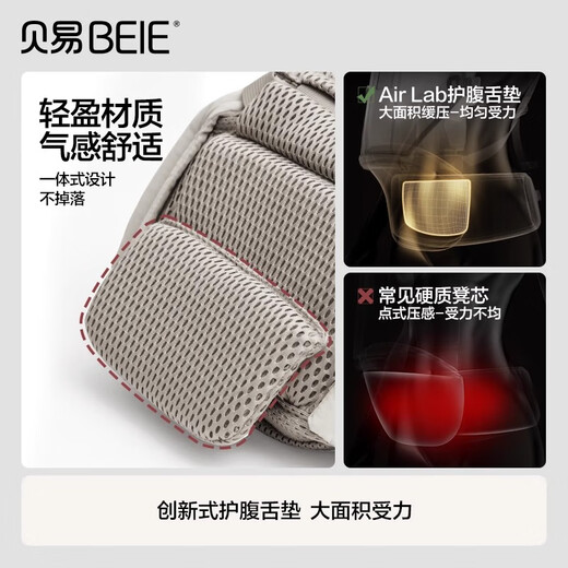 BEIE 贝易时装腰凳婴儿背带二合一宝宝轻便四季出行前后两用抱娃神器 单凳 贝易卡其【强护腰】