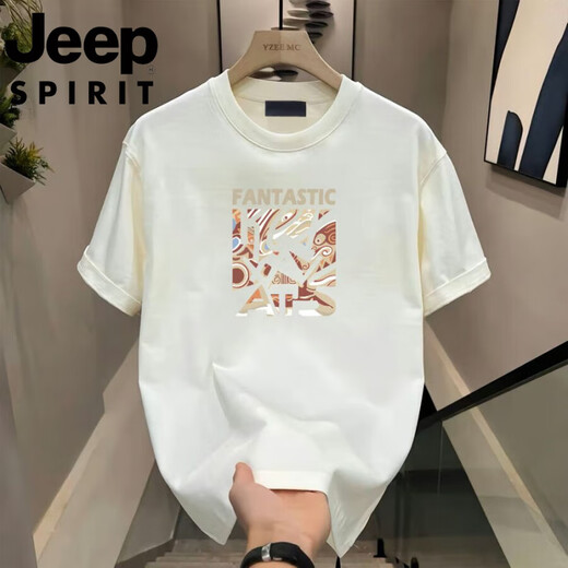 Jeep (JEEP) summer short-sleeved T-shirt for men summer new casual sports fashion half-sleeved round neck loose t-shirt top Gentleman black 848 XL 110-130Jin [Jin equals 0.5 kg]