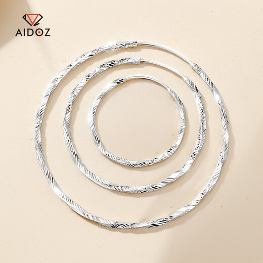 Aido Diamond pt950 platinum large earrings for women, platinum Möbius loop earrings, earrings, temperament earrings, a pair, 4.8-5.0g (outer diameter approximately 4.0cm)