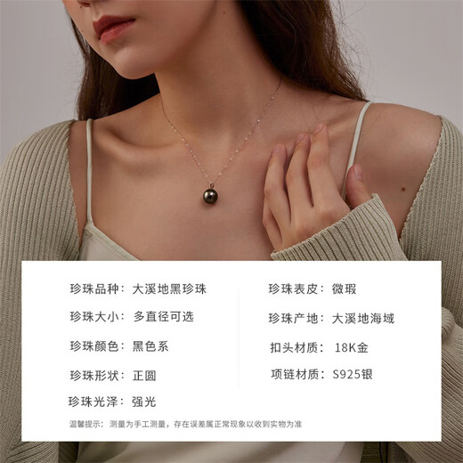 Queen of Pearls 18K Gold Tahitian Black Pearl Pendant Perfect Round Seawater Pearl Necklace Birthday Gift for Women