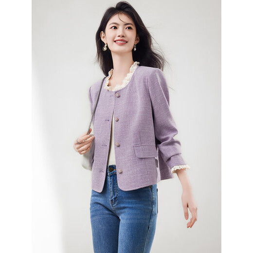 OEMG Internationaler First-Line-Marke Xiaoxiang Style Kurzjacke Frauen Frühling 2025 Neue Temperament Celebrity Mode High-End French Top Purple M