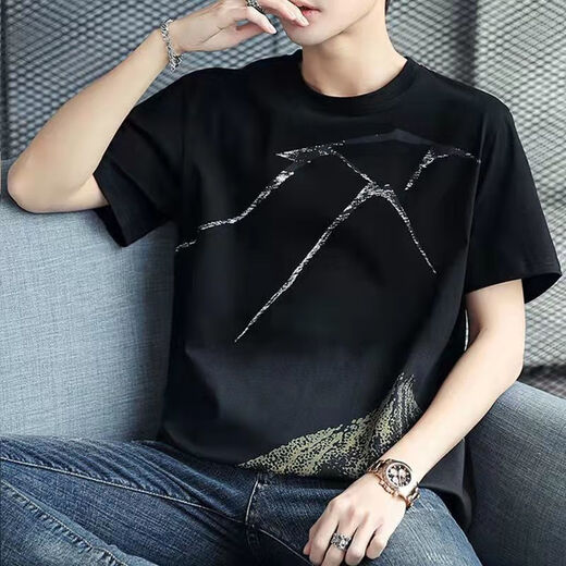 TTPMER summer loose Korean style trendy short-sleeved T-shirt for men 829 gray + 829 black [cotton] M Recommended 80-100Jin [Jin equals 0.5 kg]