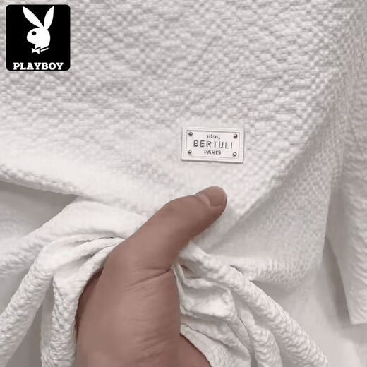 花花公子（PLAYBOY）2025新款夏季冰丝肌理感绣标圆领男士短袖时尚半袖百搭轻奢T恤男 【夏季短袖】6628白色 3XL 150-165斤