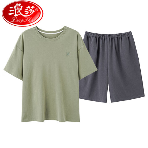 浪莎（LangSha）2025新款男士短袖睡衣男款夏天夏季大码男生家居服纯棉套装可外穿 13603 L