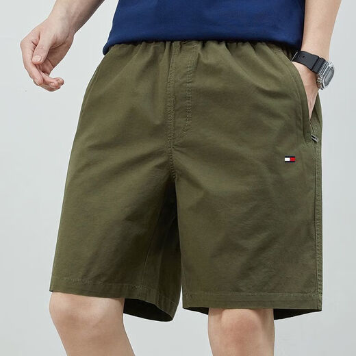 Tommy Bull (TOMMYBULL) American Tommy Tommy Summer Men's Fashionable All-match Shorts Business Casual Five-Cross Pants Middle-aged 9215 Bean Green M Weight 90-110Jin [Jin equals 0.5 kg]