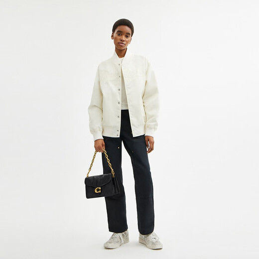 COACH Gift New Women's Chain Tabby Diamond Quilted No. 26 Chain Crossbody Bag Genuine Leather Women's Bag B4/Black