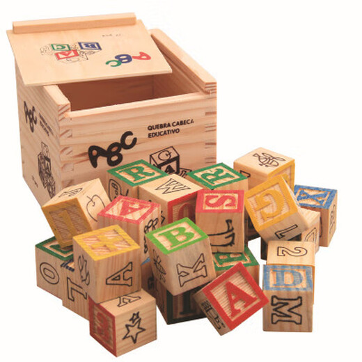 27 gedruckte englische Buchstabe Baustein Box English Learning Building Block Kinder Bildung Frühschulspielzeug Holzspielzeug zufällig gesendet