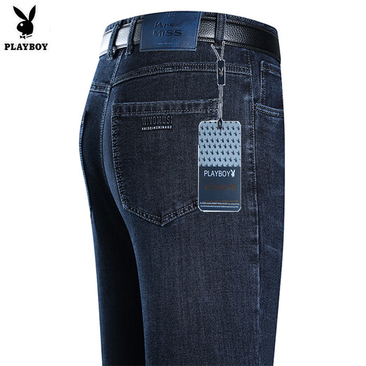 Playboy (Playboy) High-End-Sommer-Dünne Jeans mittleren Alters mittleren Alters mit hoher Taille-Hose Dad Business Casual Hosen Mode mittelblau [3891] Sommerdünn 33 Größe (Taille 2 Fuß 6)