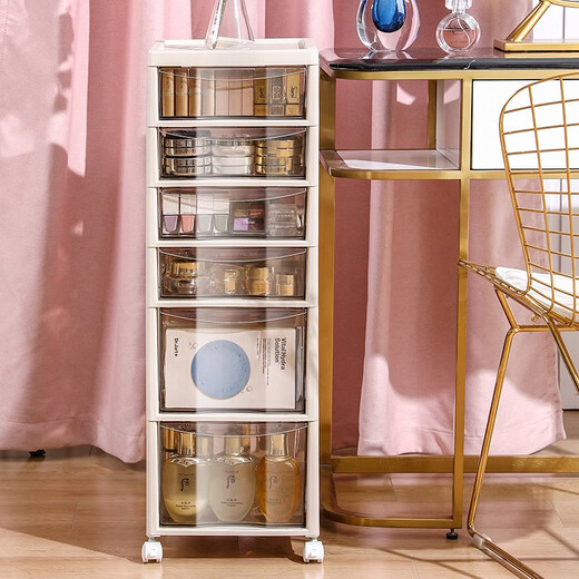 Sternoptimierte kosmetische Lagerschrank-Schubladenstyle Multi-Layer-Speicherregalbodenbodenboden-Desktop-Hautpflegeproduktspeicherbox unter Tisch Organisierungsschrank weiße 6-Stufe weiße 6-Level