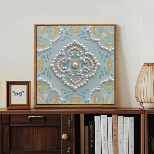 
Shantoulin Village Chinese style Songjin Pearl Painting DIY Material Pack Mother's Day Event Intangible Cultural Heritage Handmade Gift Sense Decoration Painting LL13571 [Full Color Injection Painting] Give some diamond pen 50*50cm thick solid wood inner frame + beautiful outer frame