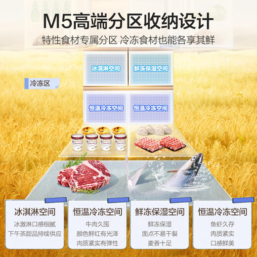Haier Mailang refrigerator 512 liters 594 ultra-thin zero-embedded full-space freshness preservation technology EPP ultra-clean system oxygen-blocking dry and wet storage M5 high-end partition BCD-512WGHMD1BWLU1 512 liters + Mailang series + full-space preservation + EPP ultra-clean system