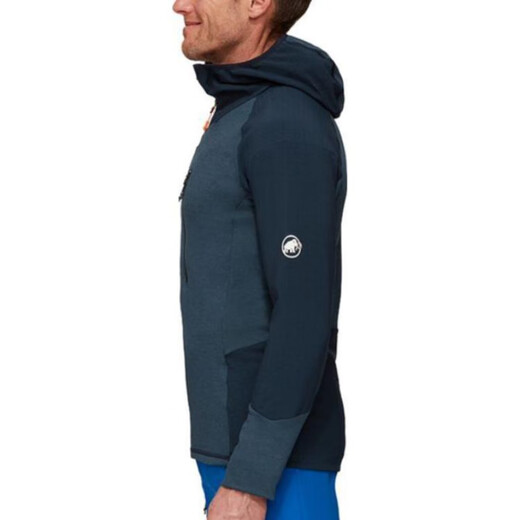 猛犸象MAMMUT 猛犸象Eiswand品牌Logo印花拼色连帽长袖夹克外套 蓝橘拼色 XL
