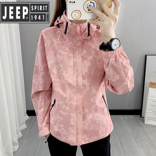 JEEP SPIRIT潮牌单层冲锋衣男女春秋薄款防水透气旅行外套户外徒步运动登山服 女款--紫色 4XL