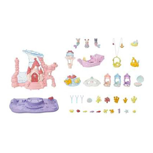 Sylvanische Familien Meerjungfrau Fantasy Castle Set spielen House Girl Toy Doll Set Set