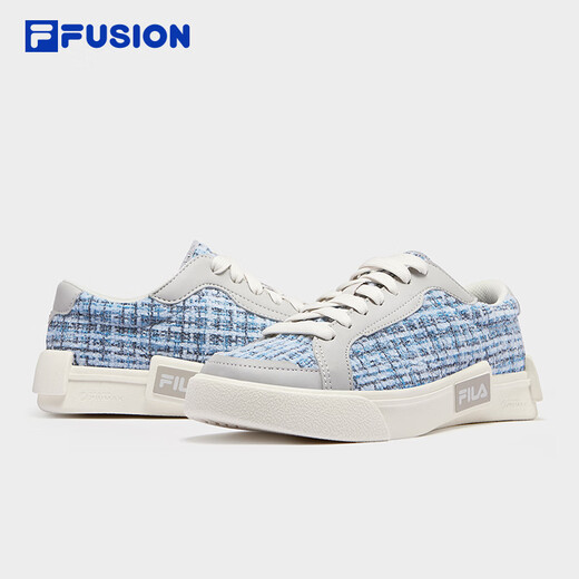 
FILAFUSION FilaFUSION Canvas Shoes Small Flavor Women's Shoes 2025 Autumn New Checked Spliced Board Shoes Quiet Gray/Milky White-QA 37.5