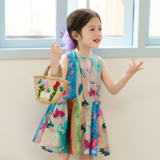 LUSON LITTLE O BAO Ropa para niños Pintura al óleo para bebés Summer's Summer's Flin Style 2025 NUEVA GIRL MONET MONET Garden Skirt
