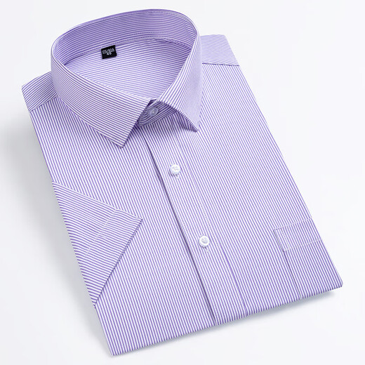 MONTAGUT Camisa de papá a rayas finas de verano sin hierro de alta gama, manga corta para hombres, ropa de trabajo profesional informal de negocios, camisa de media manga grande 6624 40 peso recomendado 130-145 Jin Jin equivale a 0,5 kg