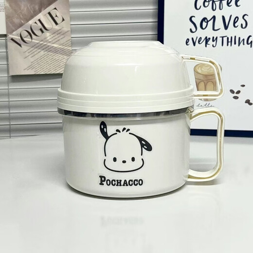 Ye Yu 304 stainless steel insulated lunch box large capacity instant noodle bowl with lid bowl and chopsticks set for student dormitory double-eared pure white fast food cup 201 stainless steel double layer meal cup 1800ML + Pacha dog sticker