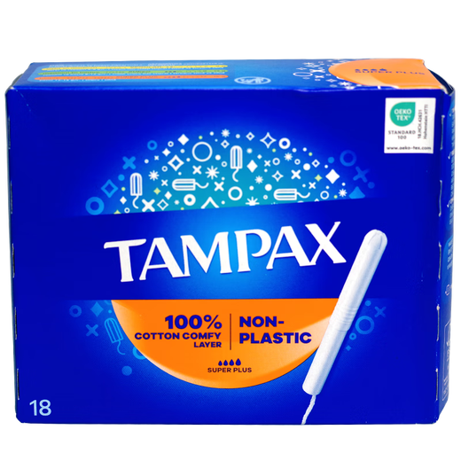 TAMPAX imported tampon catheter type, non-sensitive built-in cotton swab hygiene towel, long catheter short catheter tampon [extra large flow] 18 pieces 1 box long model