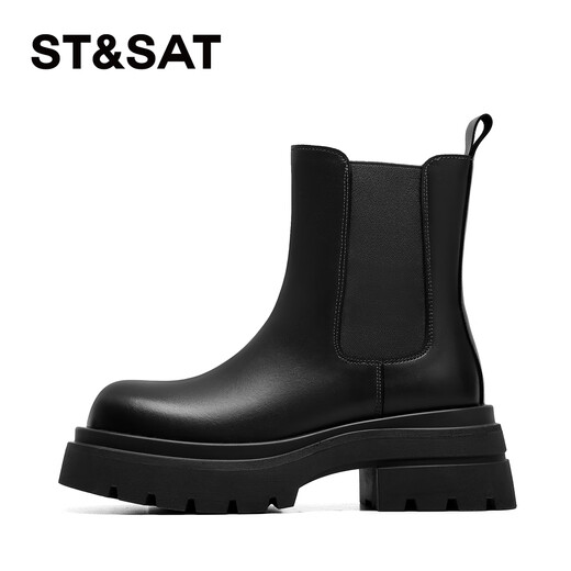 Saturday;ST/SAT women's boots Chelsea boots 2025 autumn and winter new thick-soled women's short boots chimney boots SSD4116CAV black 37