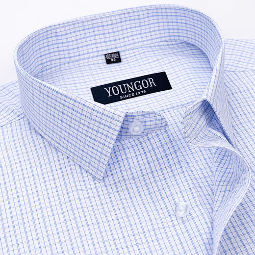 
Yager short-sleeved shirt for men 2025 new middle-aged casual high-end ironing pure cotton striped casual white shirt orchid DX6623 38