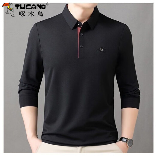 
Woodpecker high-end long-sleeved T-shirt for men 2025 Spring and Autumn New Loose Large Size Middle-aged Business and Casual Lapel POLO Shirt 9918 Bean Green S 165 Recommended Below 110