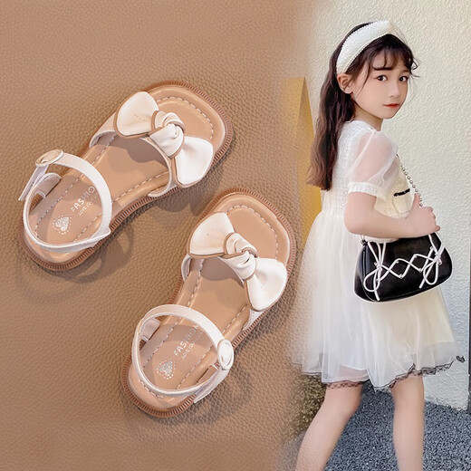 Girls Sandals Children's Princess Sandals 2025 New Summer Model Summer Middle-aged Children Baby Little Girls Beach Soft Sole xd-728 Black 33 / Inner Length 20.7cm