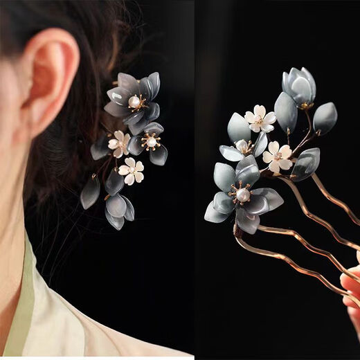 Lingchuan U-shaped hairpin glazed peony flower plate hairpin new Chinese style hairpin headdress forest style super fairy cheongsam national style accessories pink flowers