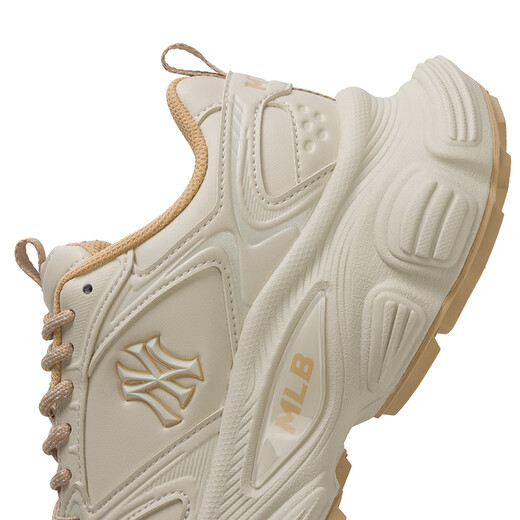 MLB Official Men's and Women's Shoes Sports Mesh Heightened Running Shoes 25 Winter New Casual Shoes 3ASHW005N New York Yankees/Cream 37.5 (235mm)