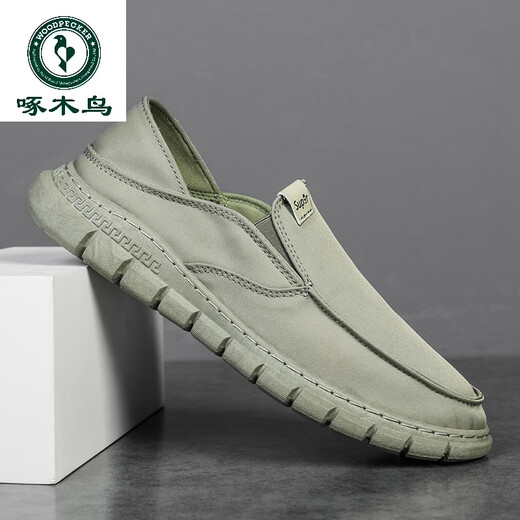 
Woodpecker Old Beijing cloth shoes men's summer trendy shoes canvas shoes men lazy people driving soft sole no laces light and breathable YS9901 green 44