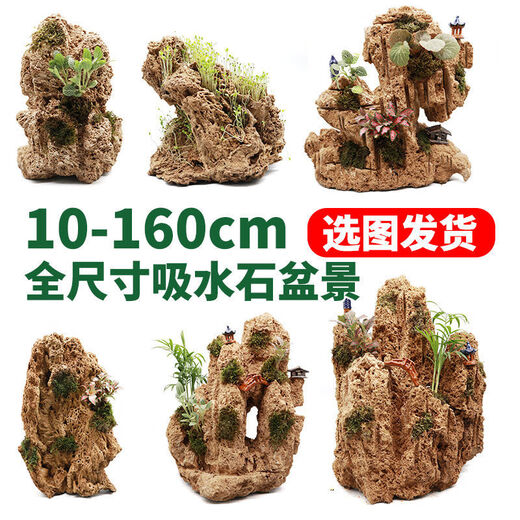 Water-absorbing stone 10-160CM natural water-absorbing stone raw stone water stone stone mountain bonsai rockery fish tank landscaping ornaments micro only stone 20-24 water-absorbing stone package