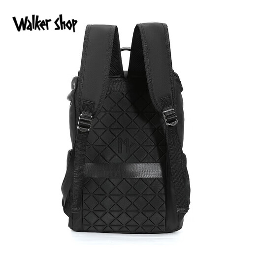 Walker Shop双肩包男士2025新款潮流商务电脑包时尚休闲学生书包大容量旅行包 黑色