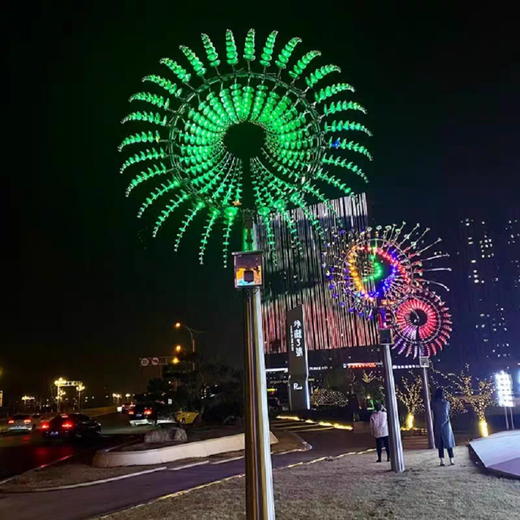 Brangdy Wind Sculpture 304 Stainless Steel Colorful Outdoor Large City Square Landscape Night Tour Lighting Can Be Customized Blue Drawings Drawings Intention Money Will Not Be Delivered