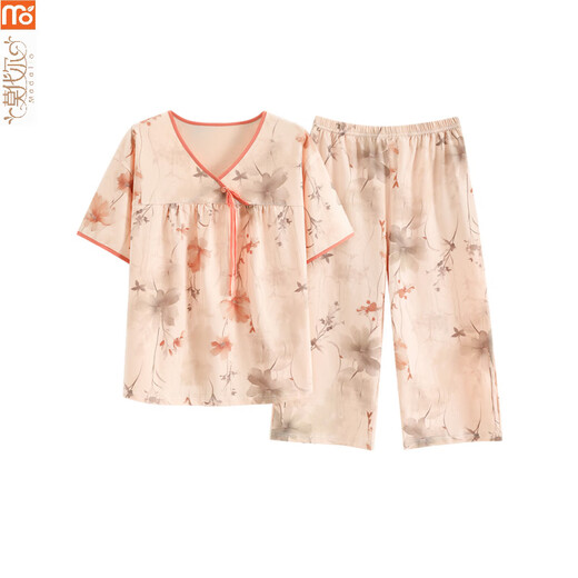
Modal pajamas for women in summer 2025 new short-sleeved Chinese style suit new Chinese style cropped pants thin style for casual wear Y9901 M (recommended 75-95Jin [Jin equals 0.5 kg])