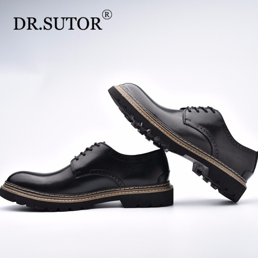 Diberg DR.SUTOR work shoes men's lace-up first-layer cowhide large-toe shoes genuine leather trendy leather shoes black 41