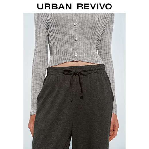 UR2025 été nouveau décontracté Simple taille élastique cordon jambe large pantalon UWB650002 gris foncé fleuri gris M