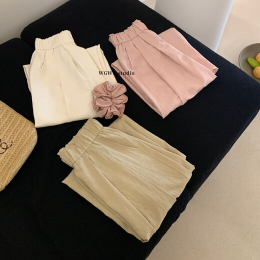 Wir Blumenwgwe Sommer coole Hosen schlängelende elastische Taille Casual Hosen Frauen Frühling und Sommer Korean faul locker w3884 apricot s