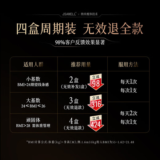 JSAWELL进口专利纤体针饮EGCG白芸豆阻断剂减肥瘦肚子控体燃脂全身美体饮