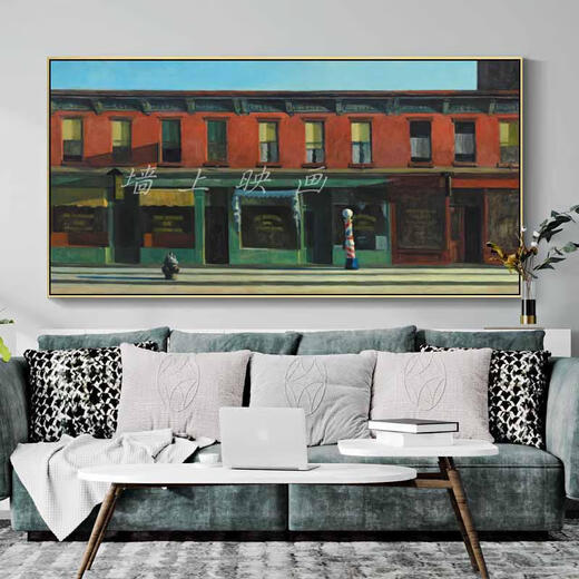 Three-Amnes Tiger Nighthawk Nightwalker Edward Hopper Decorate Living Room Dining Room Bedroom Hanging Painting Electric Meter Box Decoration Painting Sunday Morning 60*12035mm Thick Black Frame