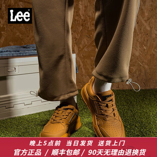 Lee男鞋设计感增高休闲鞋男士时尚经典板鞋厚底运动鞋百搭鞋子男潮鞋 土黄 L243UB687 40 【偏大/请拍小一码】