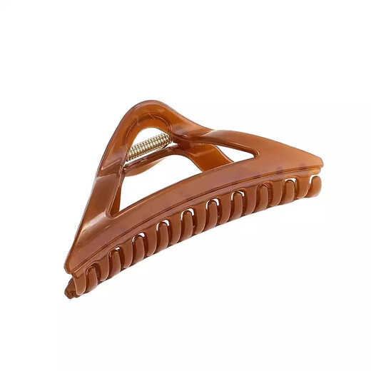 Tang Funi and Zhao Lusi's same style triangle gripper for women, high-end high ponytail hairpin for the back of the head, new temperament shark clip, Ruth's same caramel color hairpin, about 11.5cm