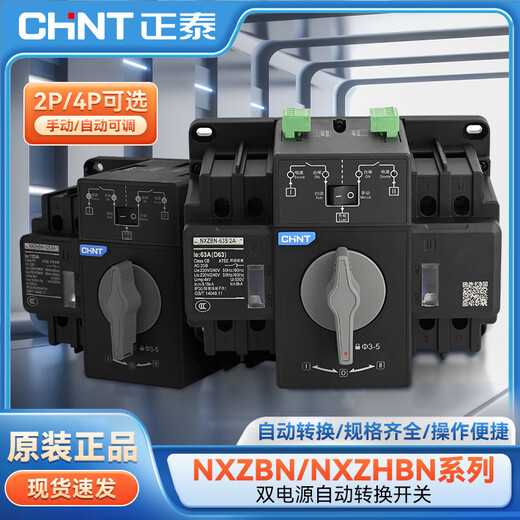 Chint (CHNT) dual power automatic transfer switch NXZBN series PC level manual switching overload protection NXZBN-63S/2A-D63