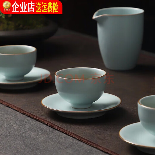 Ru Kiln Coaster, la pieza abierta puede nutrir la cerámica de porcelana de porcelana, té de té retro, juego de té chino ceremonia de té SN6627 Douqing-6 piezas