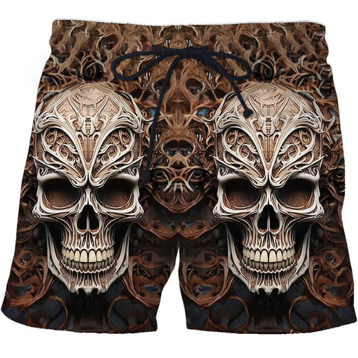 2024 summer casual shorts, personalized trendy skull 3D digital print, men's casual shorts STK1381 XS 75-80Jin[Jin equals 0.5 kg]